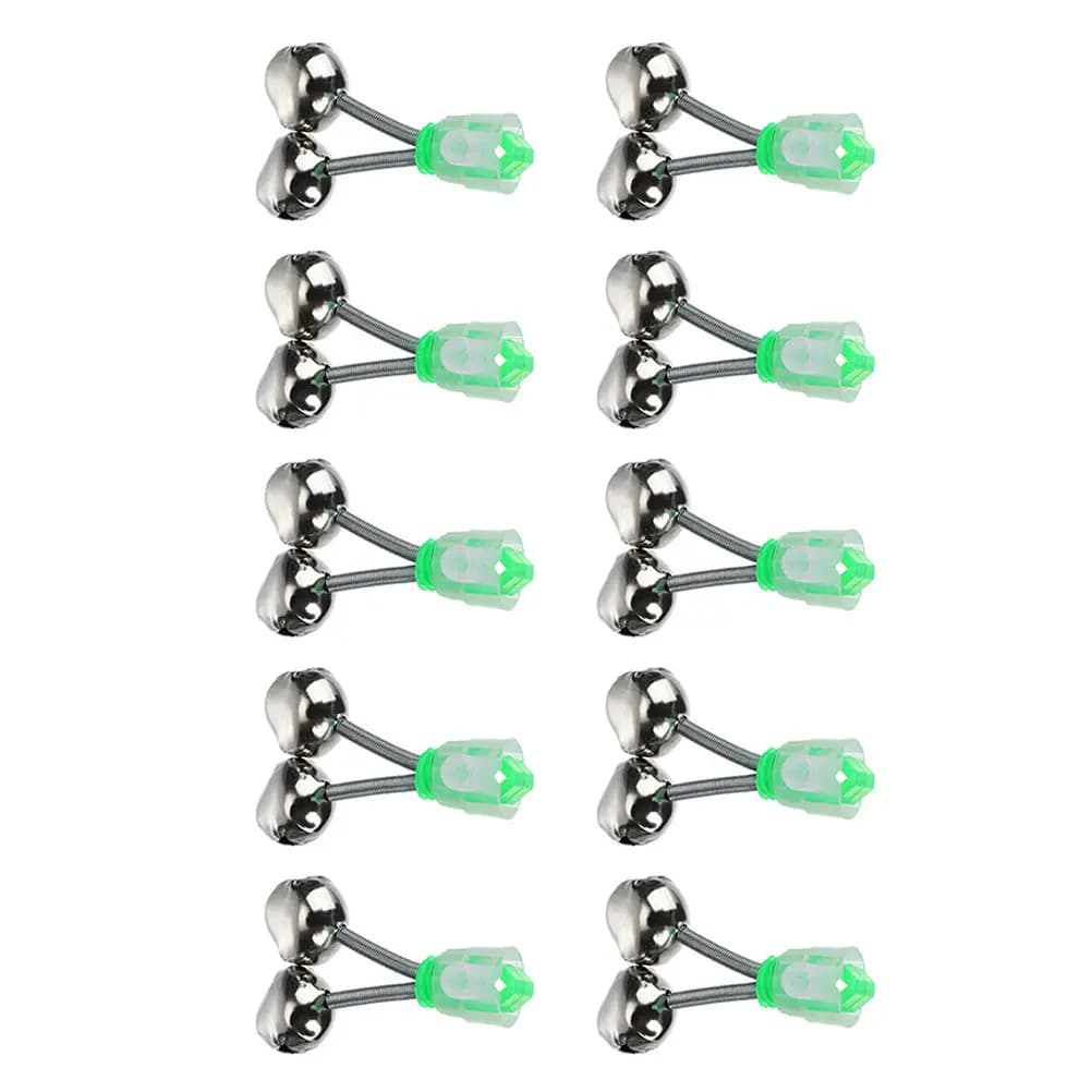 10 Pezzi Campanelli Doppi da Pesca, Allarme Sonoro per Canna da Pesca, Avvisatore di Abboccata, Accessori per Canna da Pesca da Esterno, Allarme per Esche da Pesca