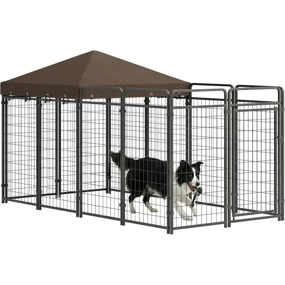 Recinto per Cani da Esterno Impermeabile, con Rete Zincata, Chiusura Sicura, per Giardino e Patio, Taglie Grandi e Medie