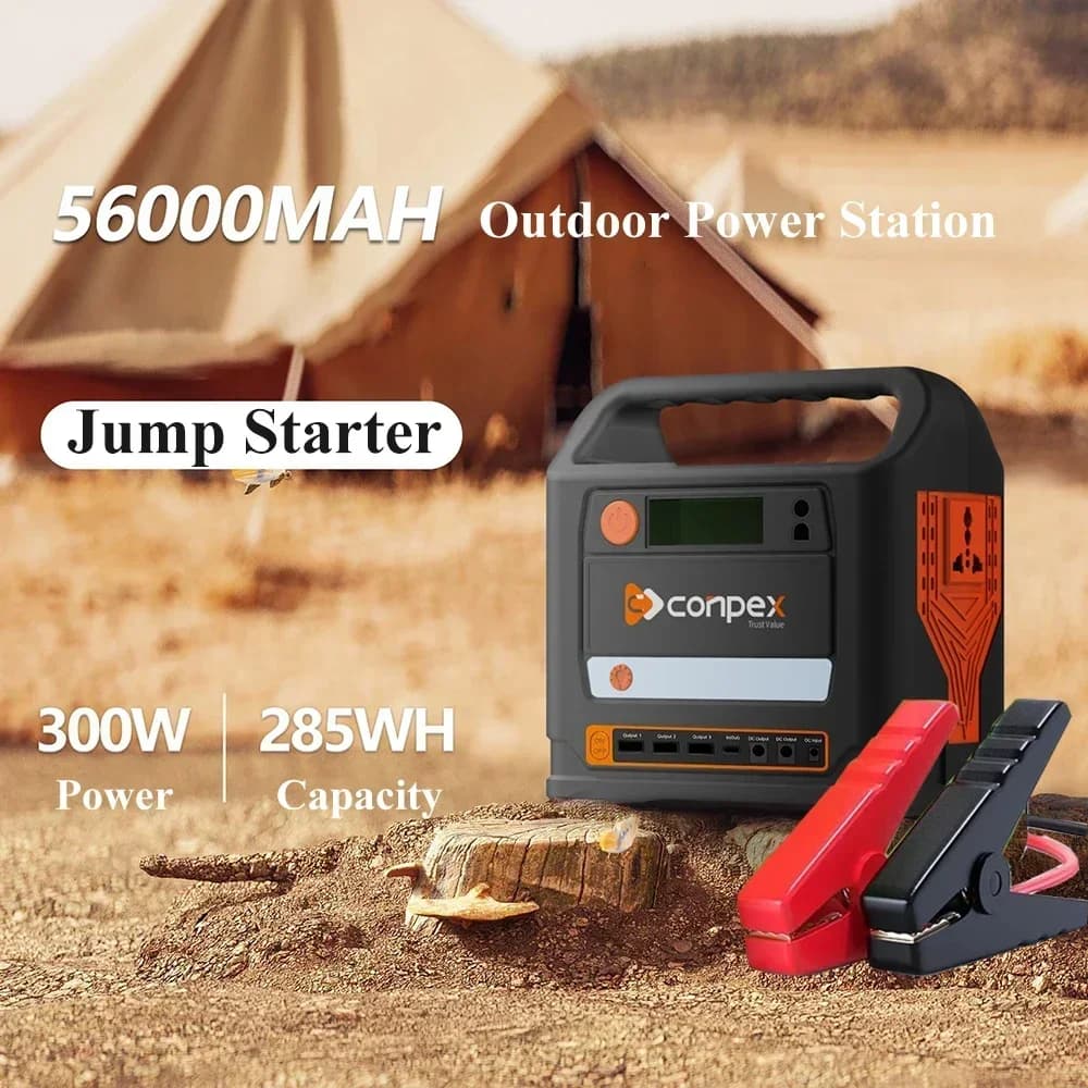 Generatore di emergenza 220V 300W 56000mAh Stazione di alimentazione portatile Avviatore di emergenza per auto Banca di energia solare Alimentatore esterno Inverter