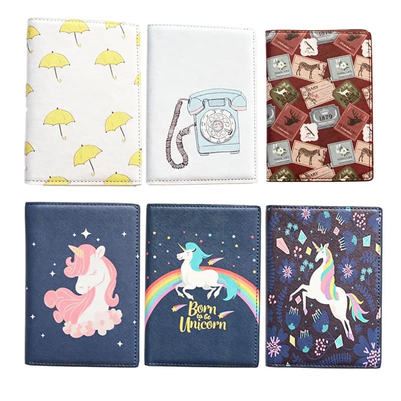 Porta Passaporto 14*10cm con Disegno di Unicorno, Custodia Impermeabile in Pelle PU per Documenti di Viaggio, Elegante per Donne