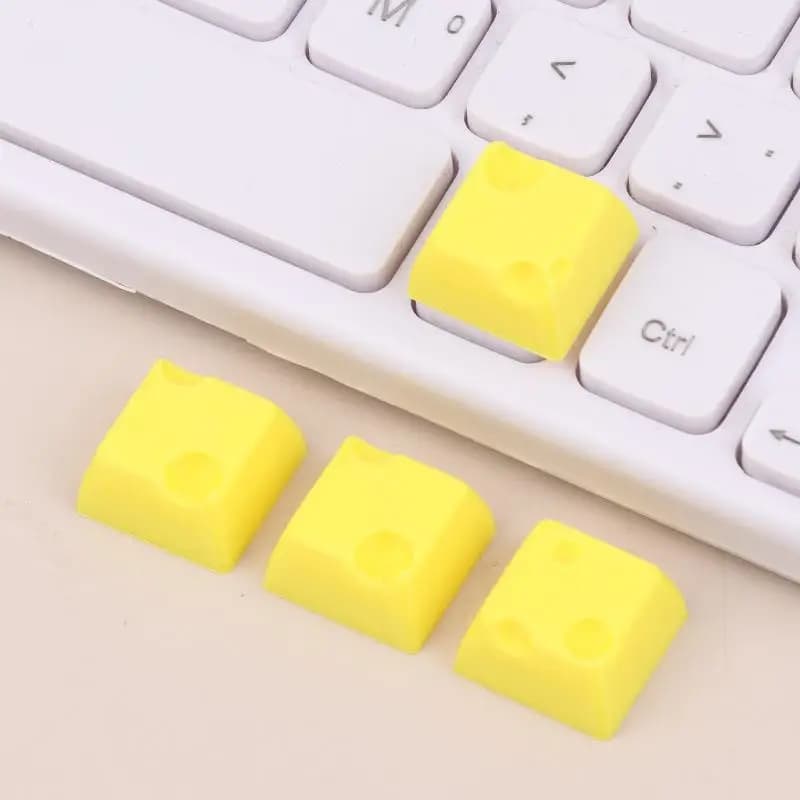 Cute 4Pcs Chesse Cake Cube Keycap Set Mechanical Keyboard Cartoon Decoration for Creative Workspaces