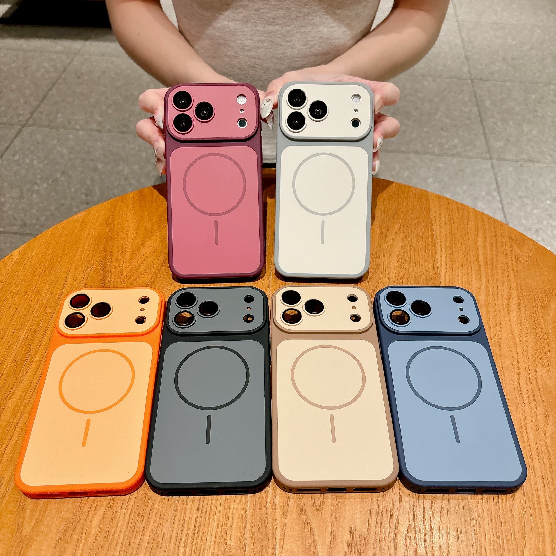 Luxury Frosted Matte Magnetic Case for Magsafe For iPhone 18 Pro 17 16 15 14 13 12 11 Pro Max With Lens Protector Bicolor Cover