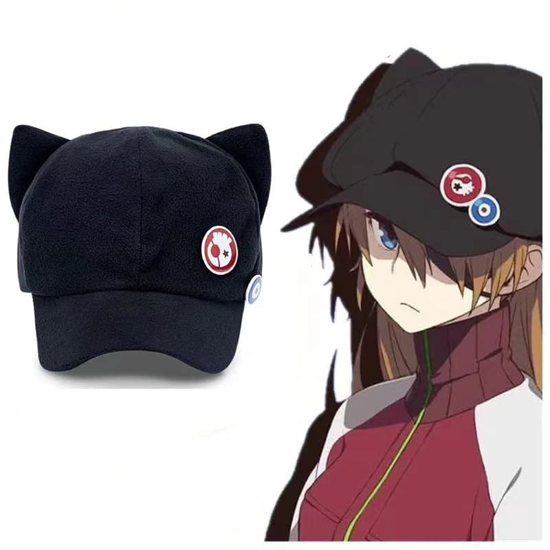 Shikinami Asuka Rangure Cat Ear EVA Cappello Ragazze Berretto carino Anime Berretti da baseball Cosplay Langley Soryu Accessori Festa