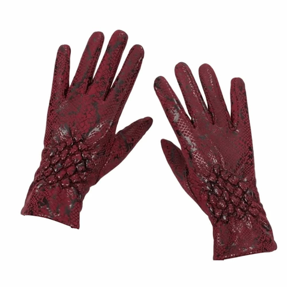 Personality Faux Leather Full Finger Gloves Waterproof Touch Screen Winter Gloves Warm Windproof Ski Gloves Driving