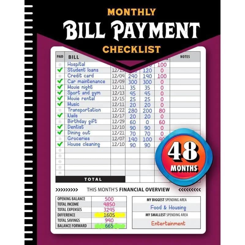 Quaderno per il monitoraggio delle spese, agenda per 4 anni con 960 regali da registrare, con budget mensile e lista di controllo finanziaria, gestione personale del denaro