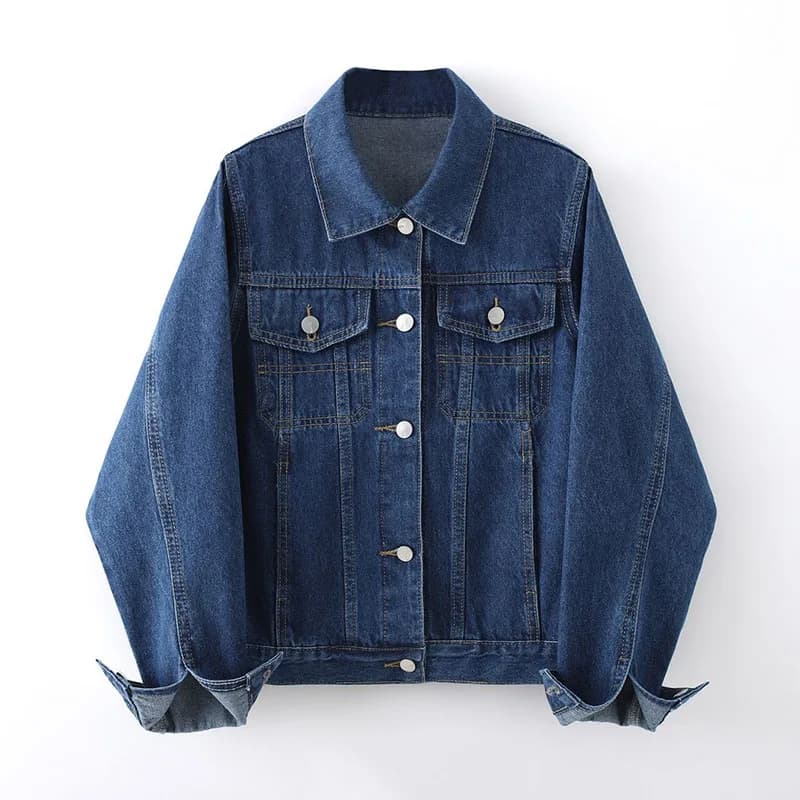 Women's casual jeans jacket fall 2025 Single-breasted jeans coat with long sleeves all-float Capispalla with pocket with loose female buttons