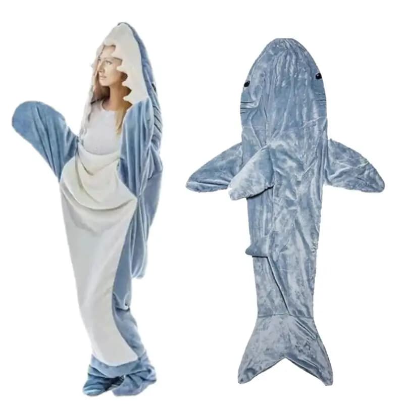 Nice Pele-shaped Satin for Adults, Hot Pijama in Shark Shape Flannel, Unisex Cosplay Costume for Home and Sleep