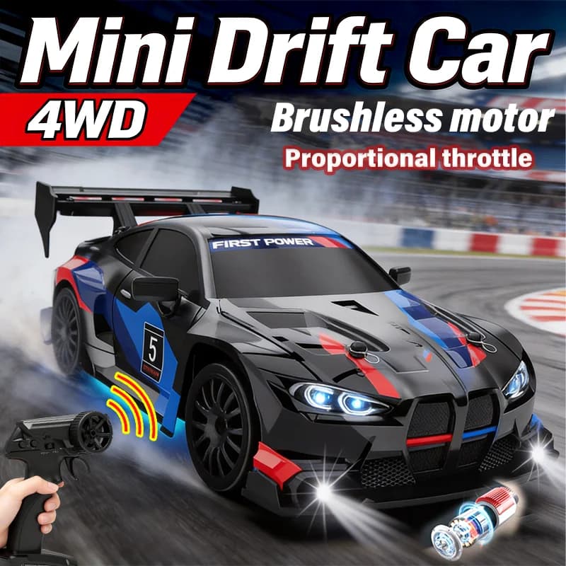 Auto Da Drift In Miniatura RC 1/24, Trazione Integrale, Luci Led, Telecomando A 2,4 Ghz, Fuoristrada, Pneumatici Da Gara In Stile Conquer Gt, Motore Brushless, Giocattolo GTR Per Bambini E Adulti