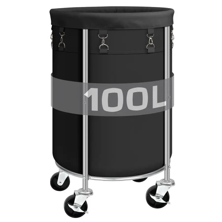Wallet with Wheels, 100L, Round, with Removable Sack, Trolley Organizer for Clothes with Steel Frame for Bed
