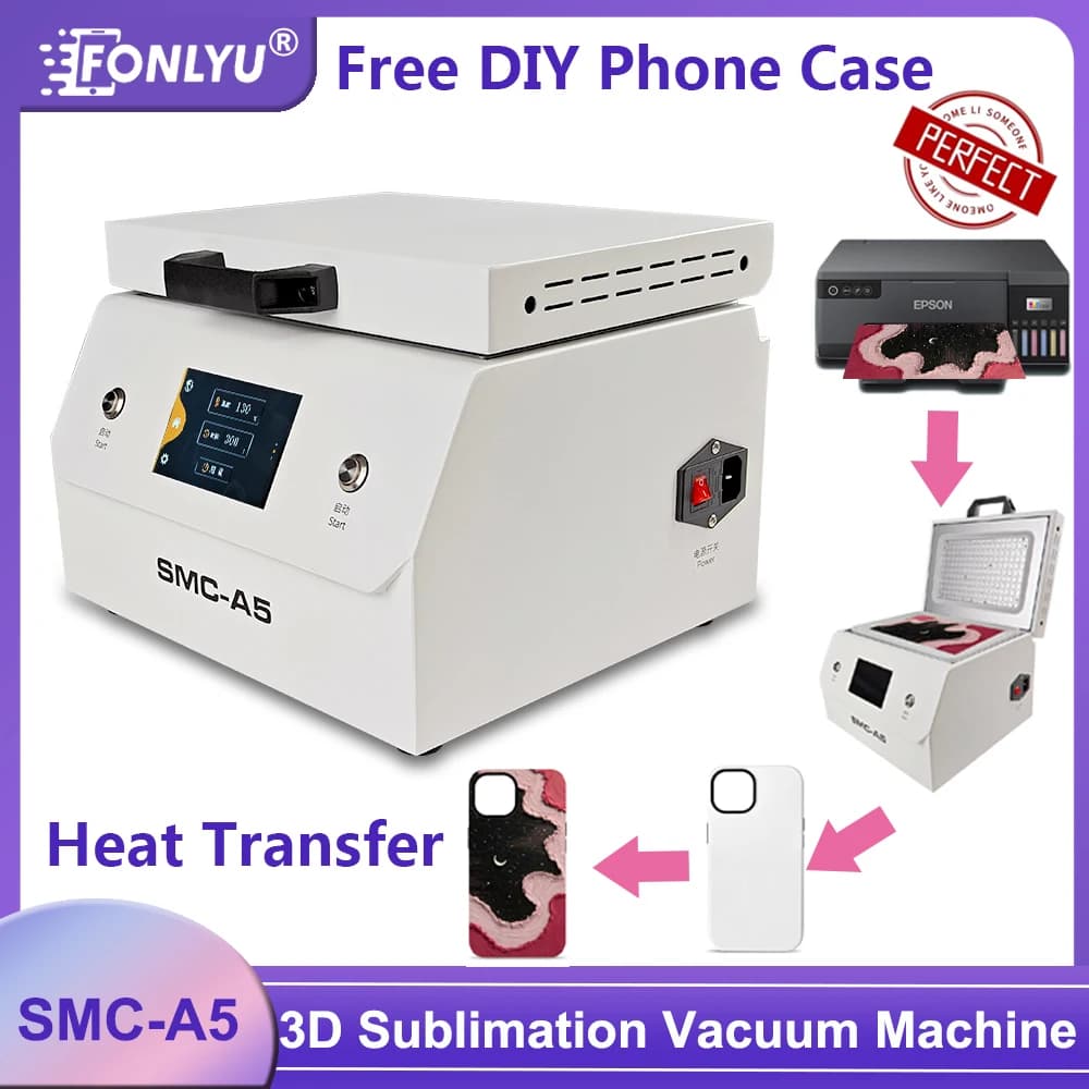 Fonlyu 3D Sublimation Vacuum Machine for iPhone 17 16 15 14 13 12 11 Pro Max S25 Heating Transfer Printing Phone Cases Cover DIY