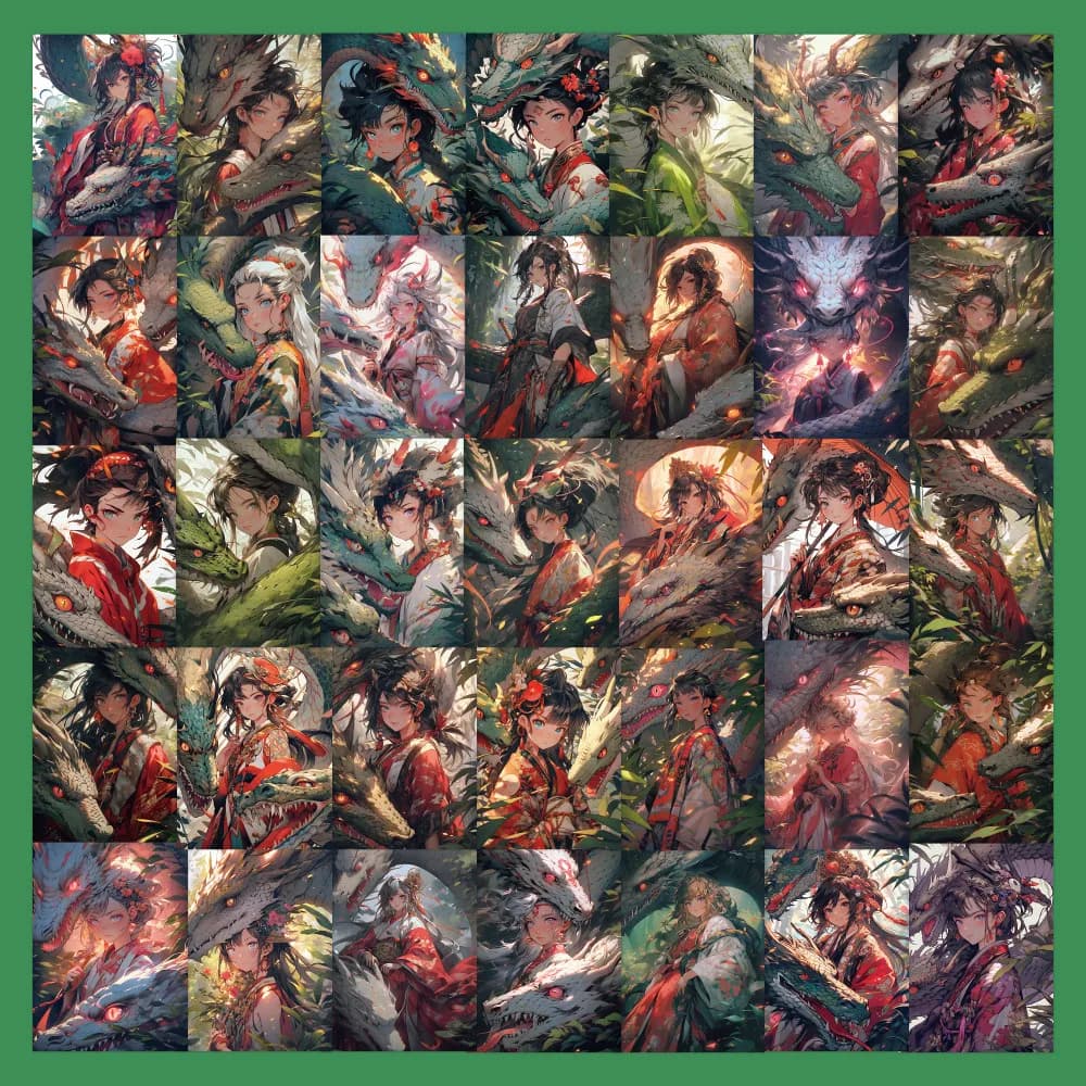Eleganti adesivi con eroiina del drago in stile antico da 60 pezzi - Decalcomanie decorative per notebook, custodie per telefoni (Anime Worlds Store)