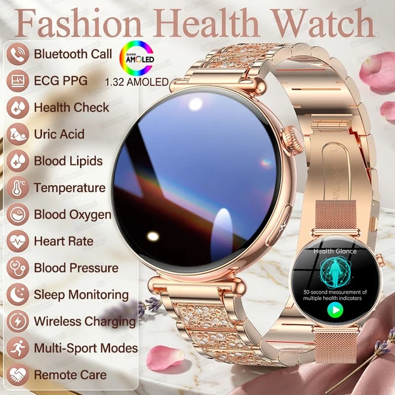 Nuovo Smartwatch 2026 per Donne con Diagnosi AI, Monitoraggio HRV+ECG, Acido Urico, Ossigeno nel Sangue, Impermeabile IP68, per Sport