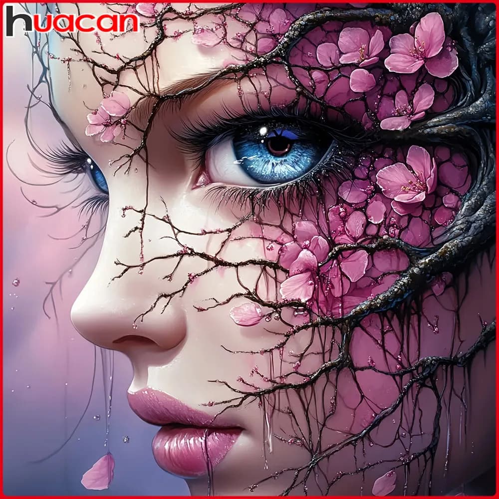 Kit per Pittura Diamante Donna Huacan, Ricamo Completo Quadrato e Rotondo, Immagini Floreali con Strass, Kit Artigianale in Offerta