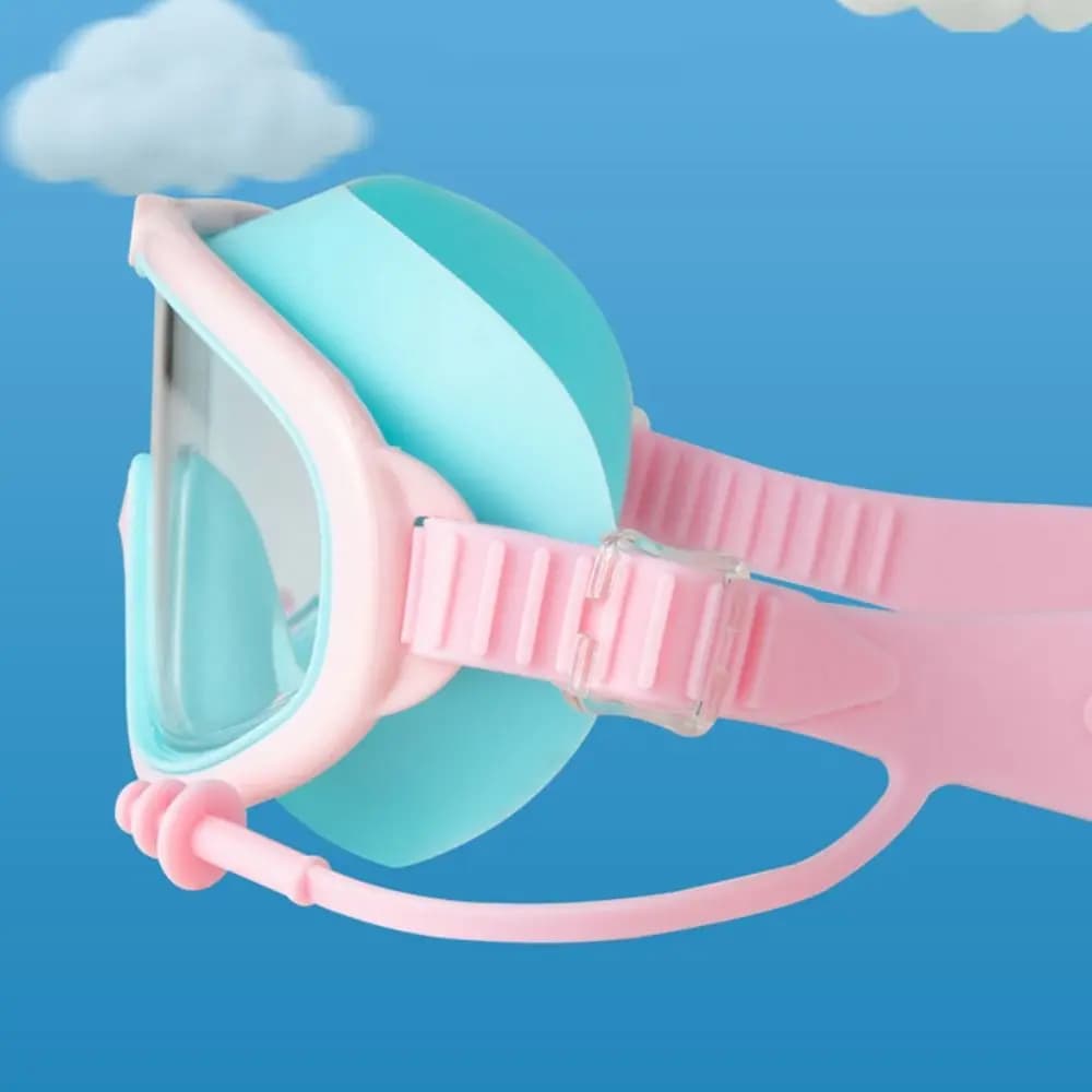 Swimwear with large frame for water sports Wide view with ear plugs Swim glasses Elastic silicone swimming glasses for children/adults