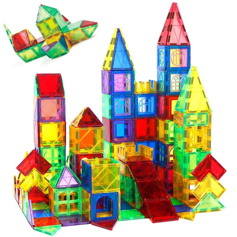 Blocchi Magnetici 100 Pezzi 120 Pezzi Giocattoli con Magneti Ultra Potenti Piastrelle Magnetiche per Bambini