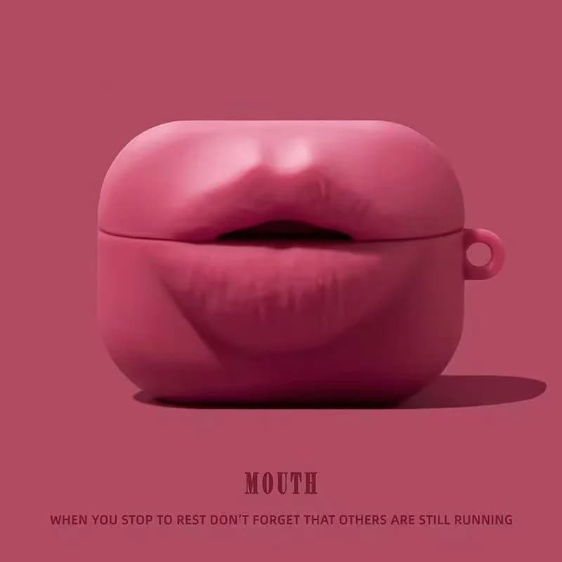 Custodia Protettiva Antiurto in Silicone Spoof Lips per AirPods 4, AirPod 1, 2, 3, Pro, Pro2 e Scatola di Ricarica Bluetooth