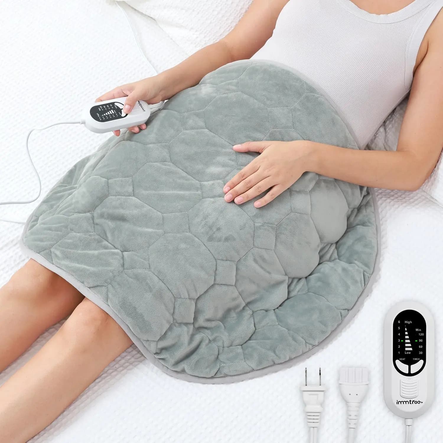 Cuscino Riscaldante Pesato per Alleviare il Dolore, 2,3 kg Grande Formato con Tecnologia di Riscaldamento Rapido, Coperta Termica per Schiena e Spalle