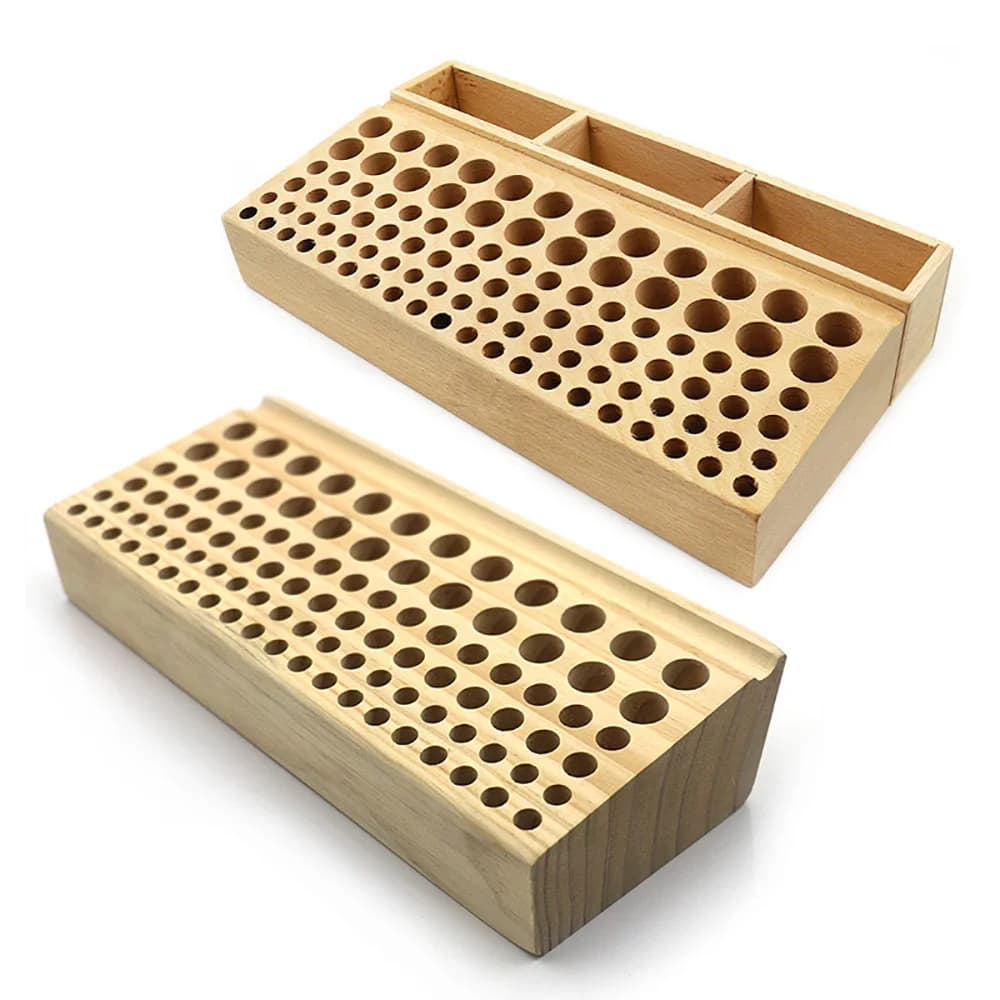 46/98 Holes Pine Wooden Leather Craft Rack Stand DIY Carving Punching Tools Holder Organizer Storing Leather Tool Storage Box
