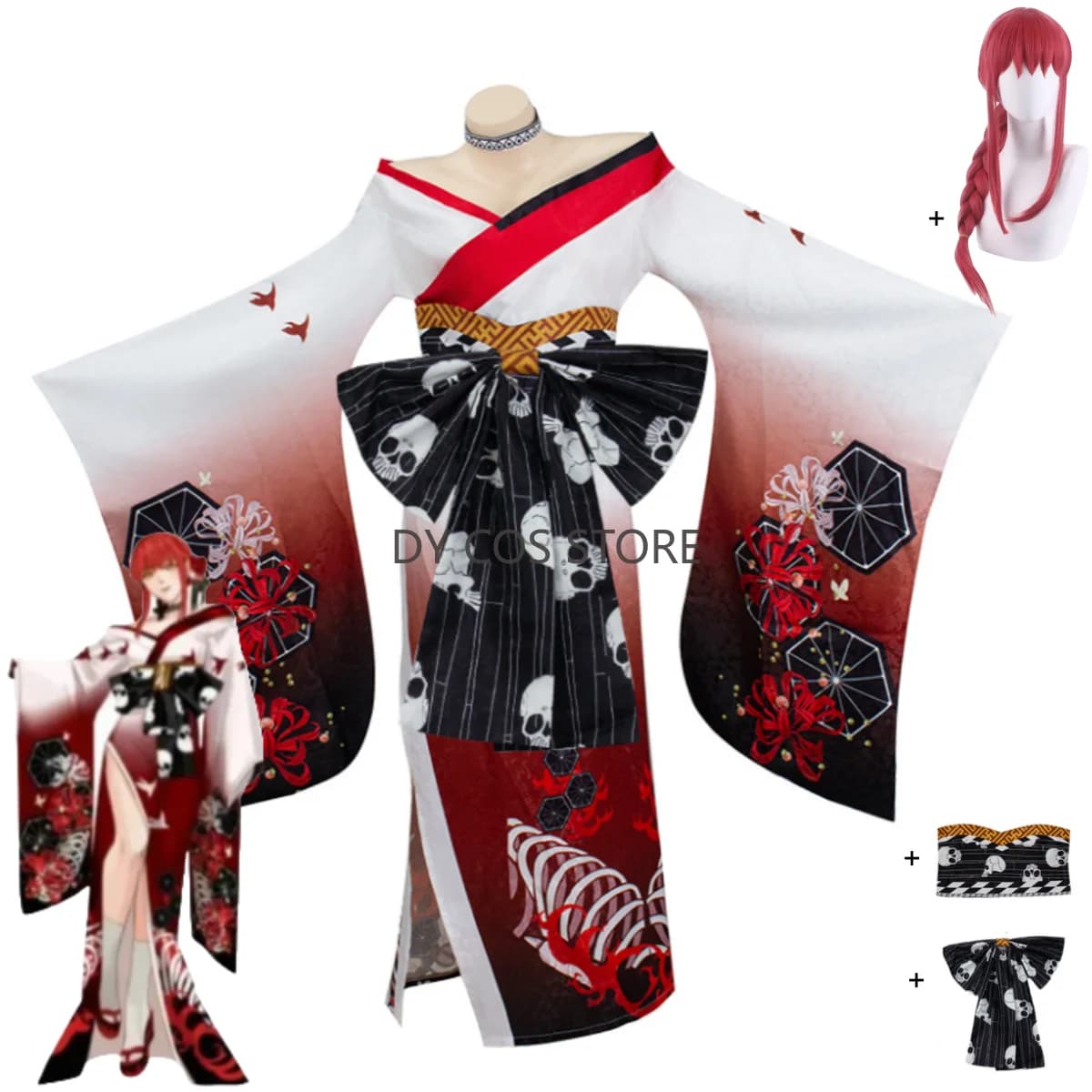 Anime Chainsaw Man Makima Costume Cosplay Hyakkiyakou Shutendoji Kimono giapponese Accappatoio Parrucca Donna Vestito da festa sexy