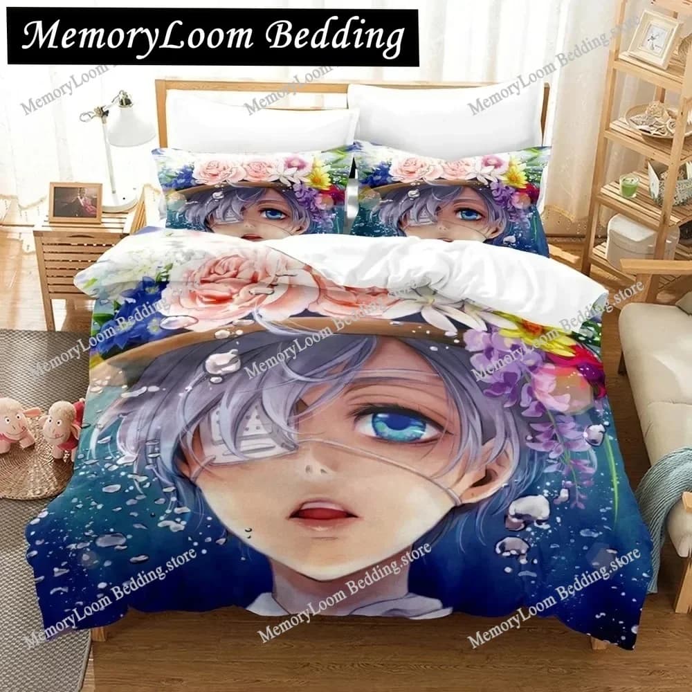 Black Butler Anime Set biancheria da letto Copripiumino Federe Twin Full Queen King Bambini Adolescenti 3D Anime Set copripiumino Biancheria da letto