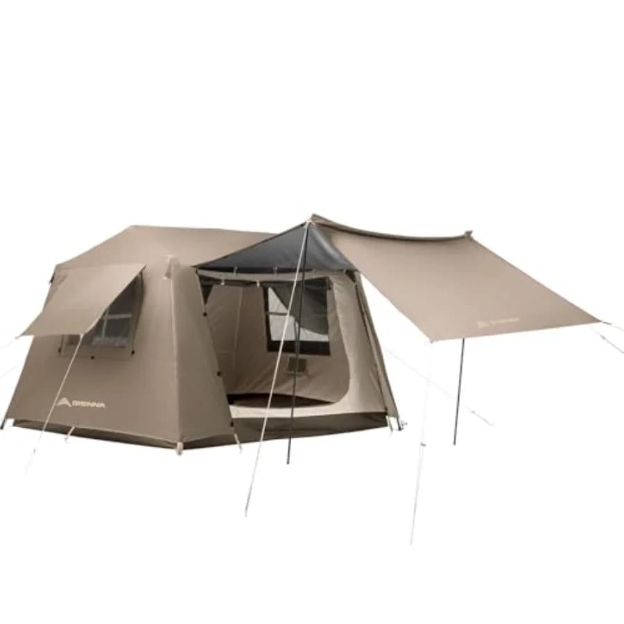 Tenda da Campeggio per 4 Persone, Tenda Familiare con Telo Antipioggia Completo, Grande Tenda Glamping a Doppio Strato Impermeabile per Campeggio in Auto e All'Aperto
