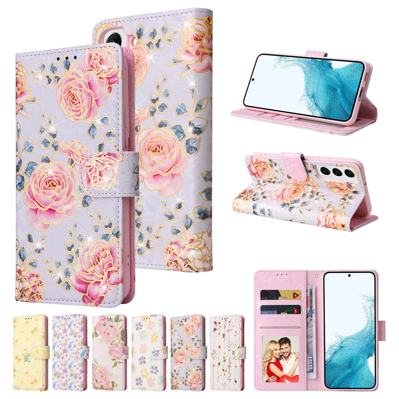 Custodia in pelle a portafoglio RFID per Samsung Galaxy S23Ultra A14 A34 A54 A74 A24 A33 A53 A23 A52 A52S A13 A12 S22 S21 FE S20 Plus Cover