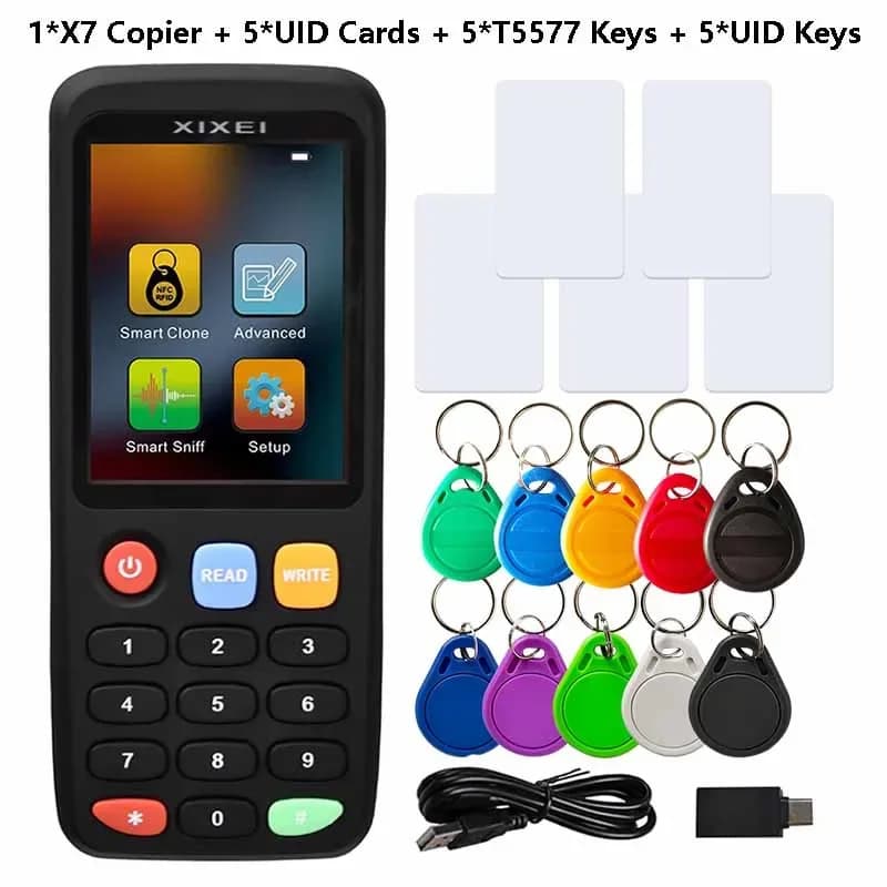 X7 Lettore di Smart Card RFID Chiave Clone Copiatrice IC ID Token Copia Duplicatore 125Khz Badge Writer 13.56Mhz NFC Tag Programmatore UID T5577