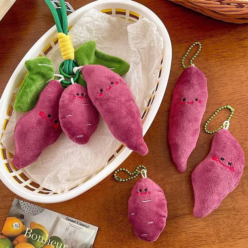 Z. Portachiavi in peluche a forma di patata dolce viola, simpatico cartone animato, bambola imbottita Kawaii, ciondolo per zaino, decorazione, accessori per portachiavi auto, regalo