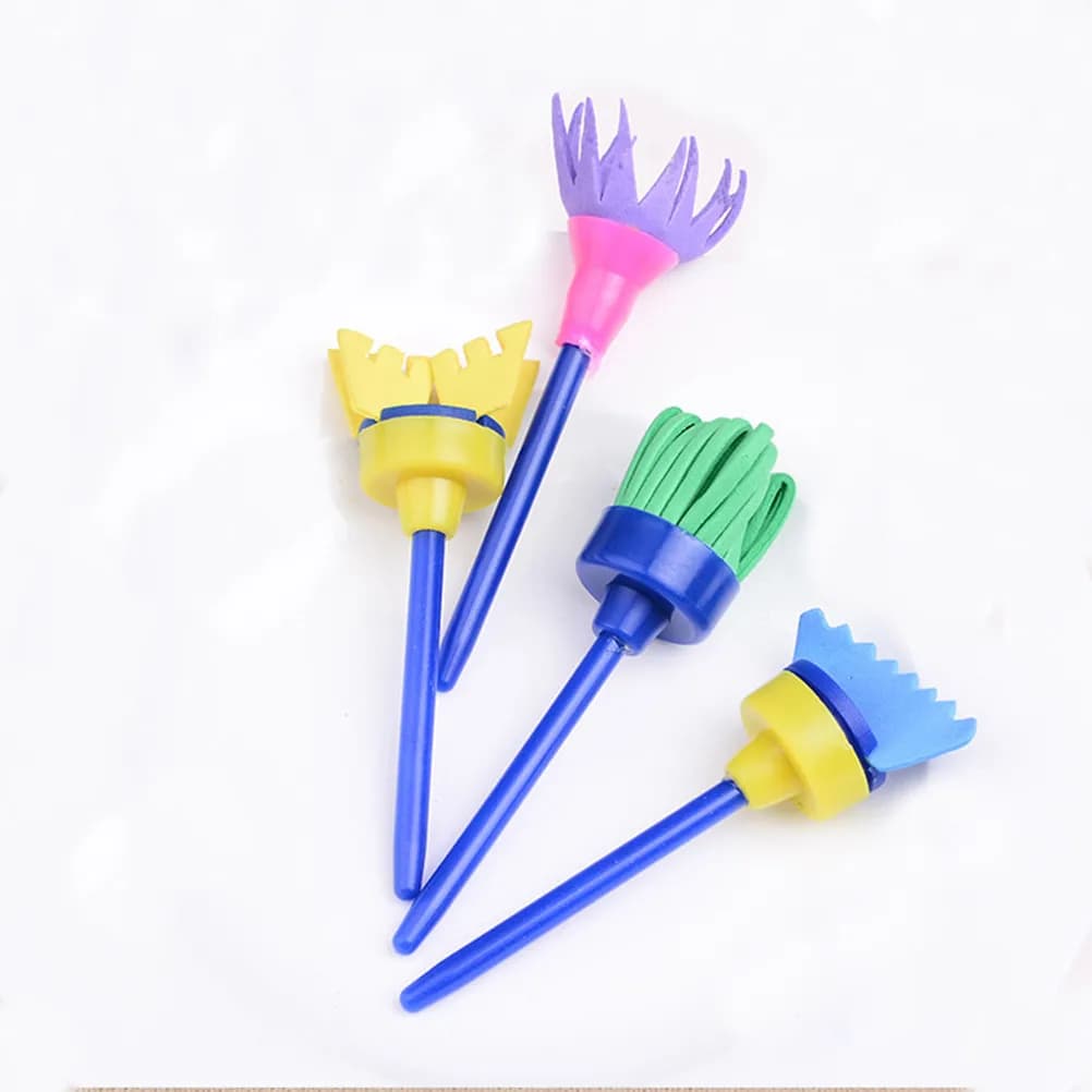 Set di 16 Pennelli e Timbri in Spugna per Pittura Artistica Fai-da-Te per Bambini, Materiale Sicuro e Morbido, Riutilizzabile, Facile da Pulire, Creativo per Disegno e Graffiti