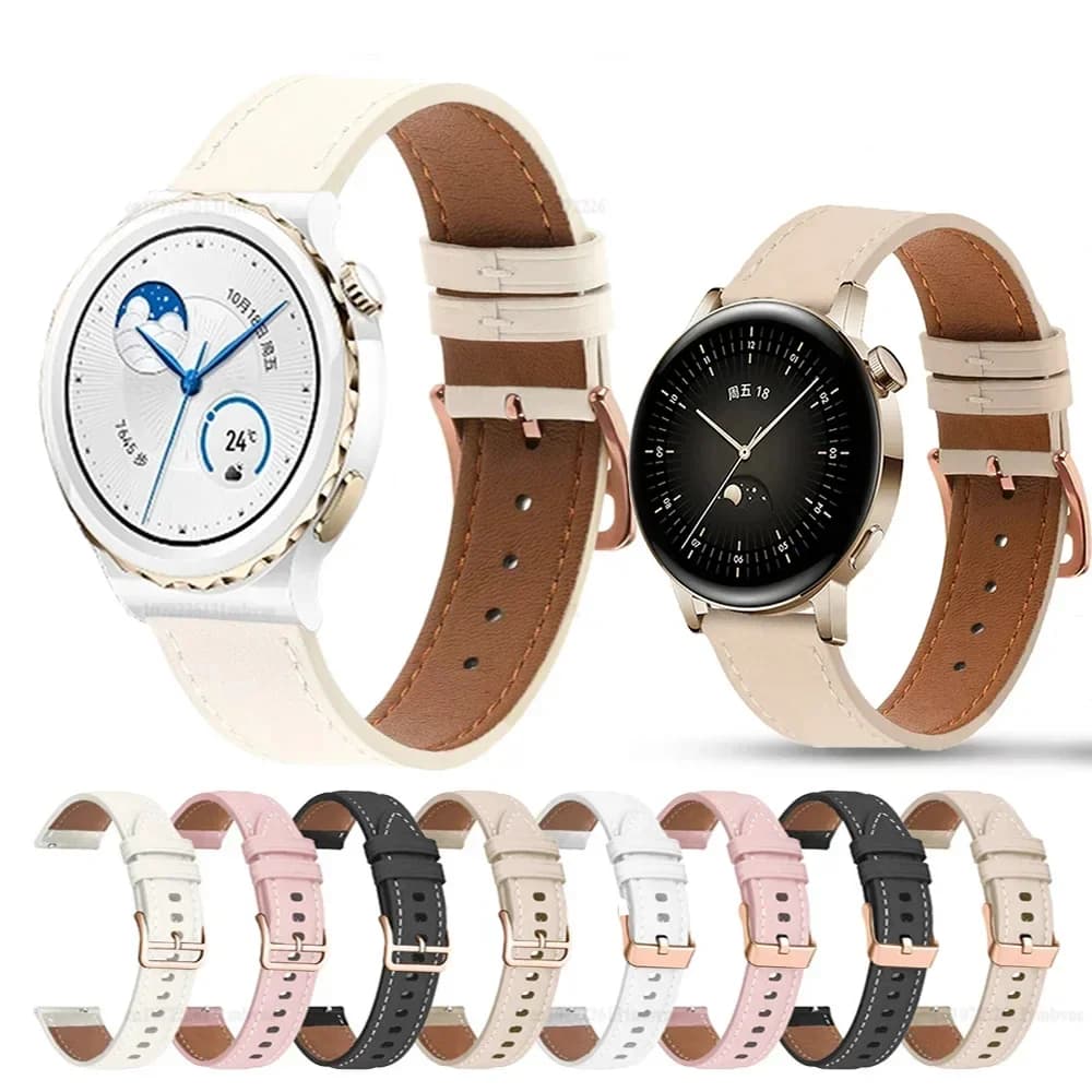 Cinturino in pelle PU da 20 mm per Huawei Watch GT3 2 GT2 42mm GT3Pro 43mm, cinturino di ricambio per smartwatch, bracciale da donna.
