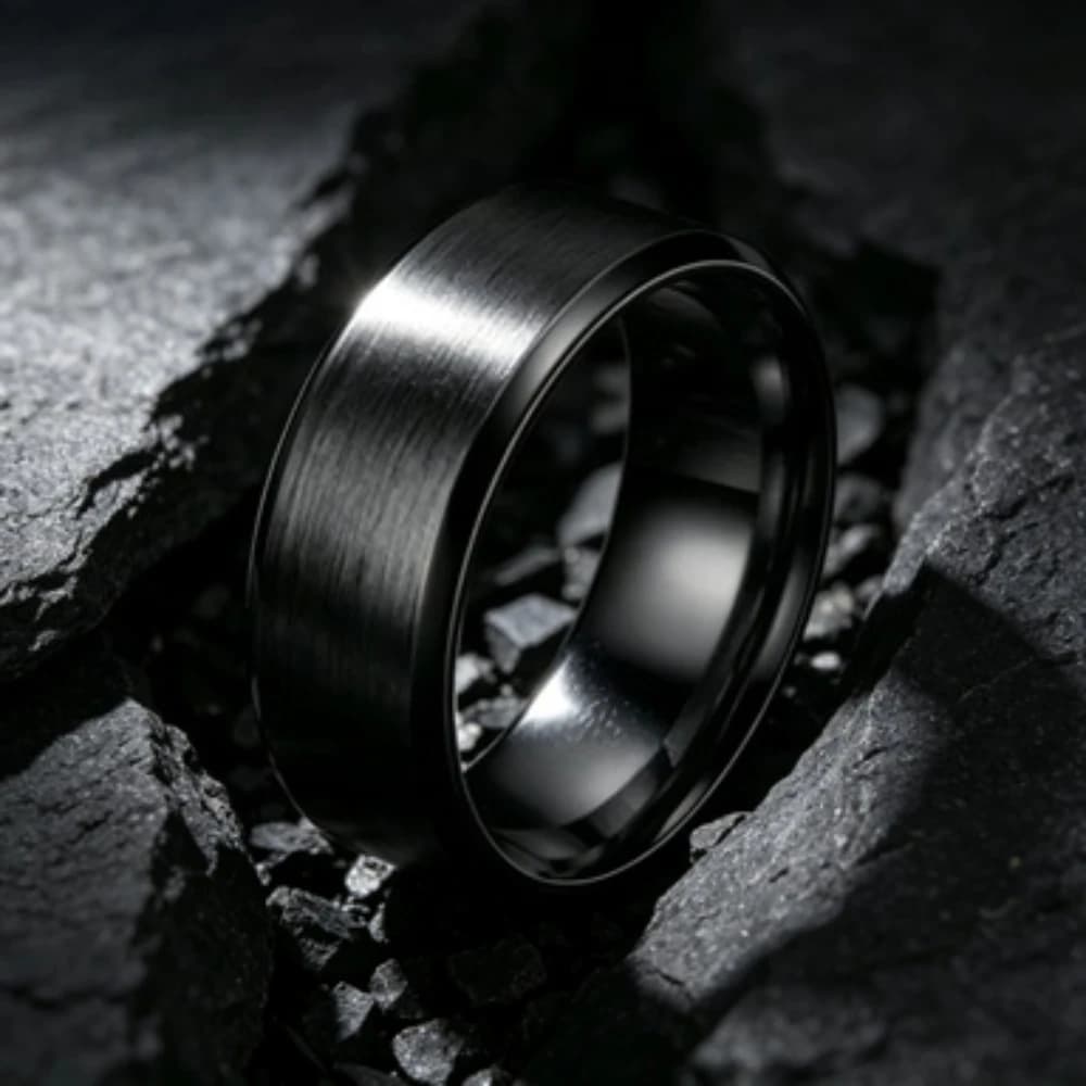 Black Spinner Rings for Men Women Stainless Steel Fidget Anxiety Stress Relieving Ring Set Wedding Rings