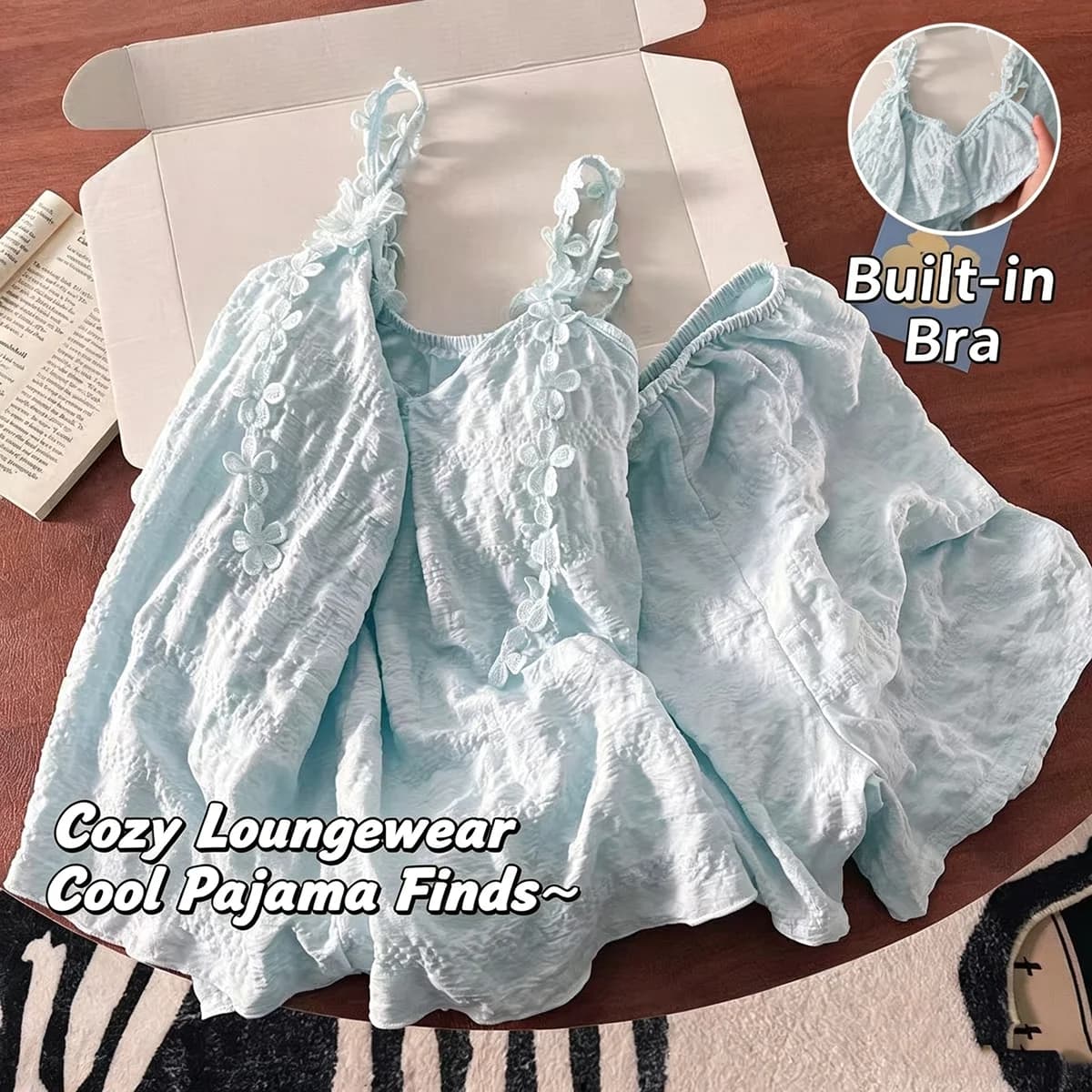 Summer New Women's Strap with Chest Mat Pajama Home Clothes Set Solid Color Loose Strap Shorts Pajama Pajama Two Piece Set