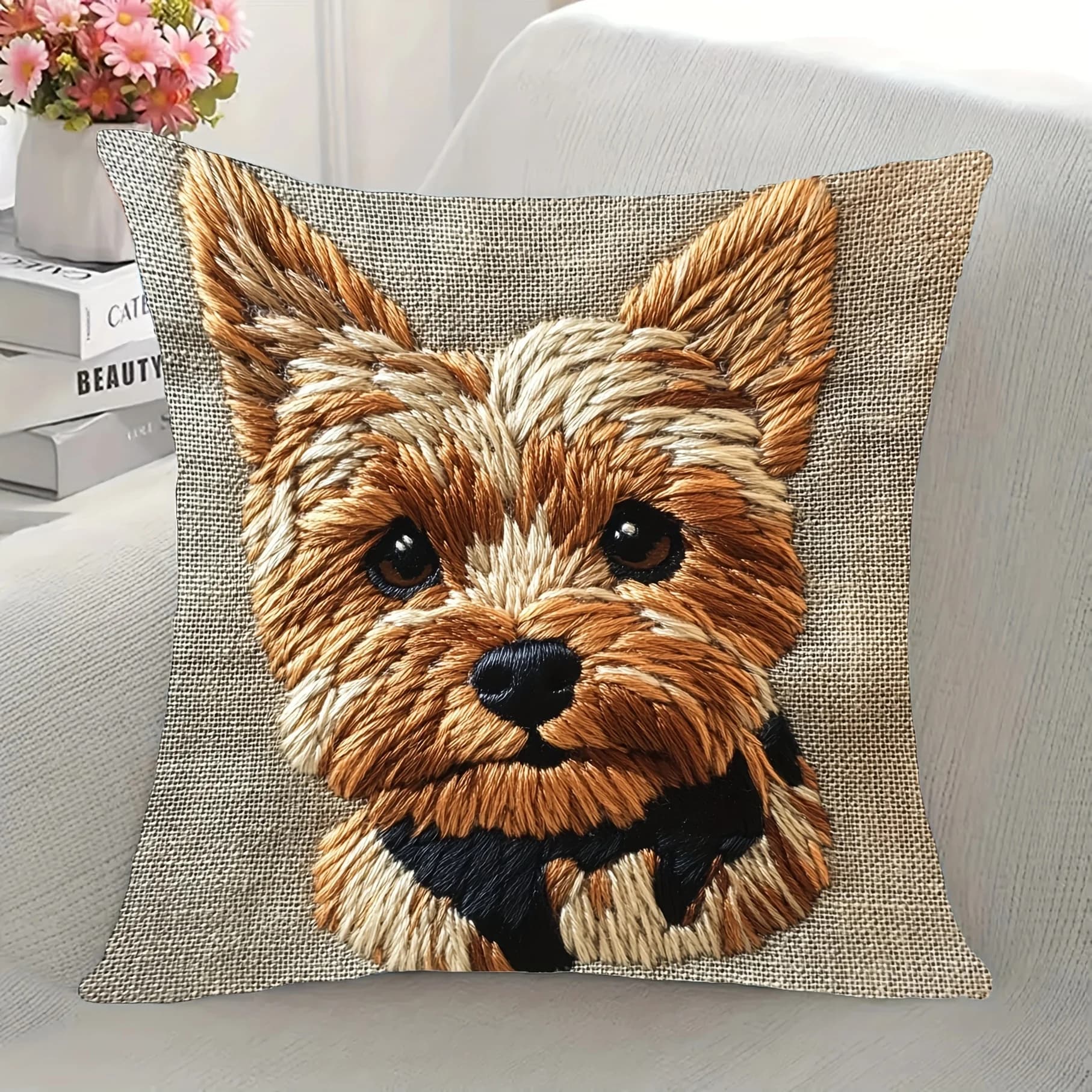 Fodere per cuscini per cani contemporanei Yorkie Camera da letto Divano Federa quadrata Fodere per cuscini per sedie da soggiorno Decorazioni per la casa per interni Regalo