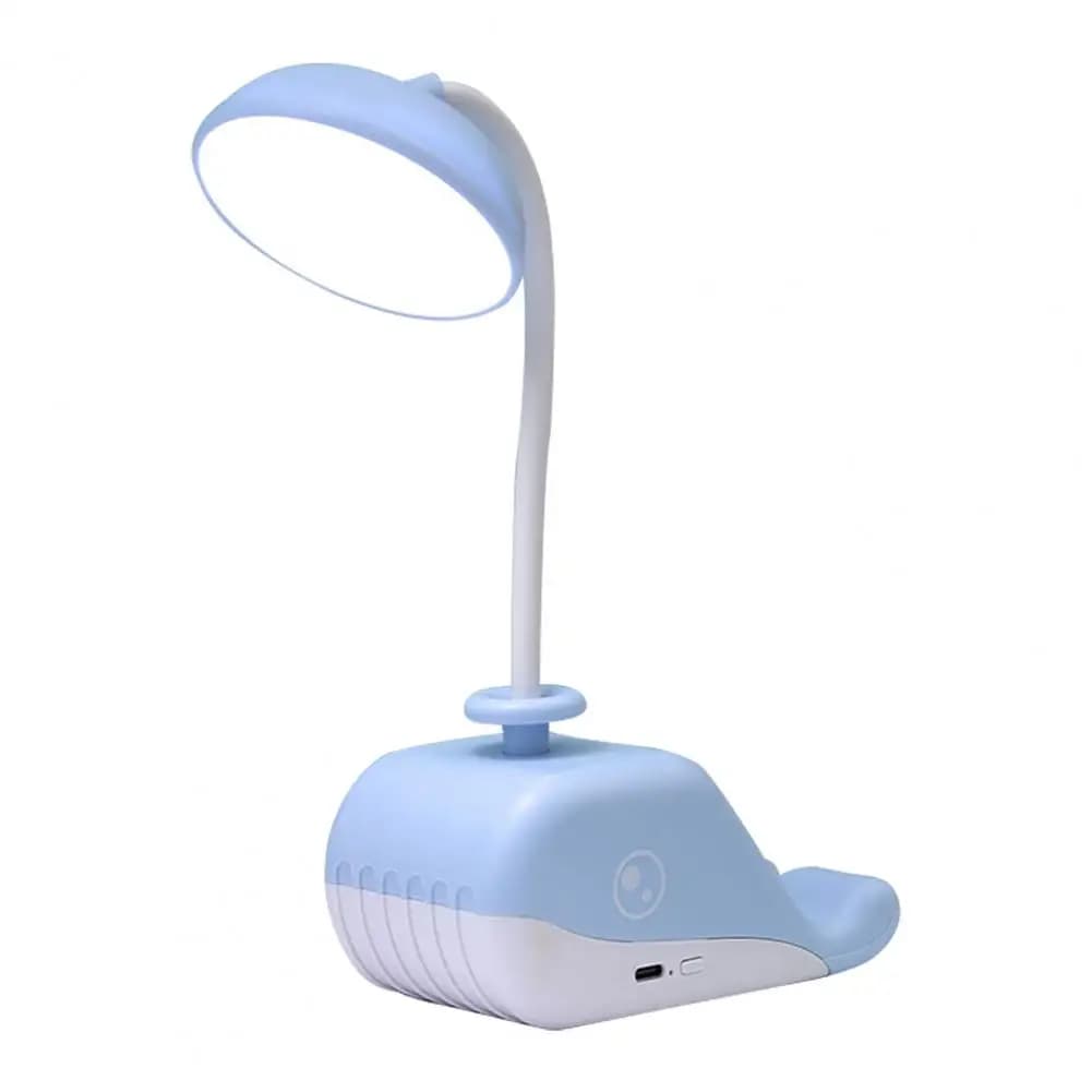 Lampada da Notte a Forma di Balena con Ricarica USB, Supporto per Telefono e Luce da Scrivania per Studenti, Protezione per gli Occhi
