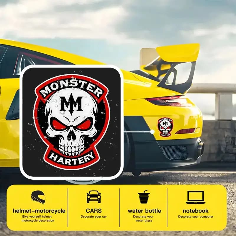 Adesivo in Vinile Impermeabile con Emblema a Teschio per Auto, Moto, Bici, Casco, Laptop, Decorazione