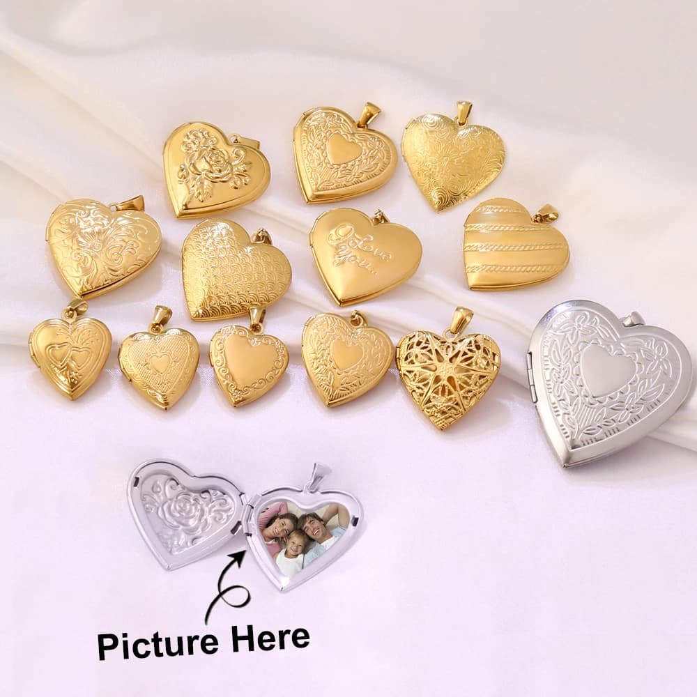 2 pezzi in acciaio inossidabile cornice per foto medaglione ciondolo cuore apribile medaglione foto medaglione cornice ciondoli per creazione di gioielli accessori