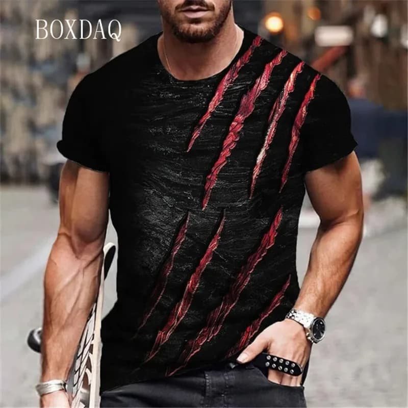 Beast Claw Marks Graphic T-Shirt da uomo 6XL Large Size manica corta 3D Printed Street Style T Shirt Sumemr o-collo Casual Tops