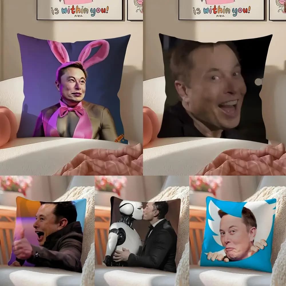 E-Elon M-Musk meme Cover in short plush with invisible zipper for sofa and bedroom