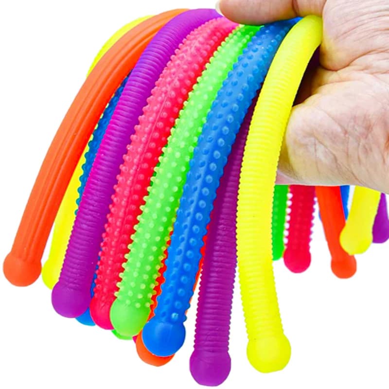 10PCS Jumbo Colorato Fidget Noodles Giocattoli Spremere Rilascio Ansia Per I Bambini Stringhe Elastici Strutturate ADHD Autismo Articoli Sensoriali