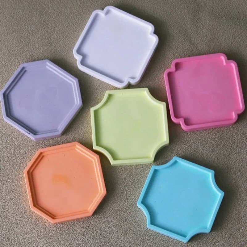 1pcs Creative Coaster Silicone Mold Diy Plaster Epoxy Resin Crafts Casting Moulds Geometric Storage Tray Making Home Decor