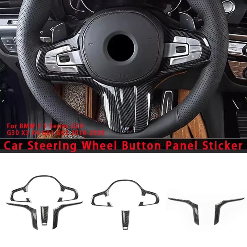 Per BMW Serie 3 5 G20 G30 X3 X4 G01 G02 2018-2020 Copertura del pulsante del volante dell'auto in fibra di carbonio Trim adesivi Accessori auto