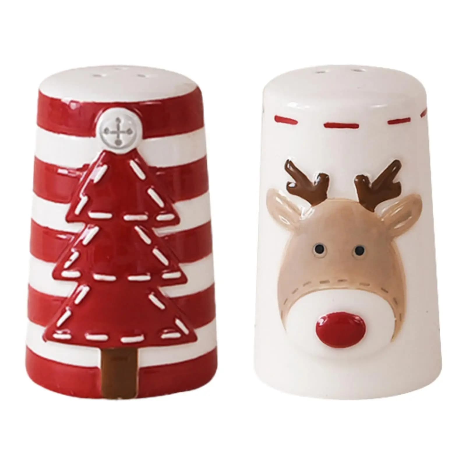 Set da 2 sale e pepe di Babbo Natale, bottiglie di condimento con design in rilievo in ceramica, pratico regalo per decorazioni natalizie per la cucina
