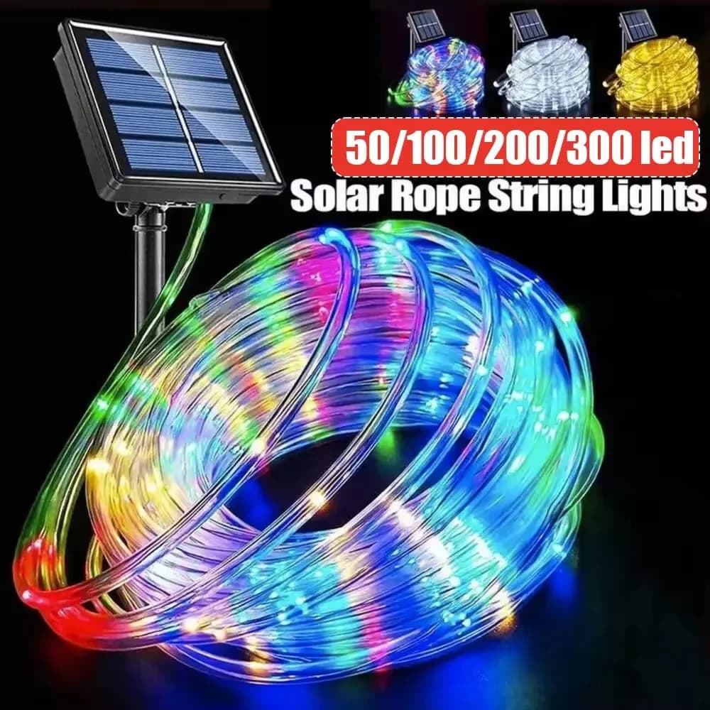 Luci LED Solari a Tubo per Esterni 32M/22M/12M/7M, Decorazione Natalizia da Giardino, Luci Fatate a Corda per Matrimoni e Feste all'Aperto