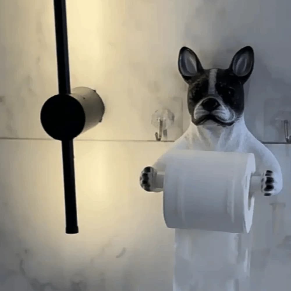Portarotolo per Carta Igienica a Forma di Cane 3D, Dispenser Decorativo Multifunzionale da Parete