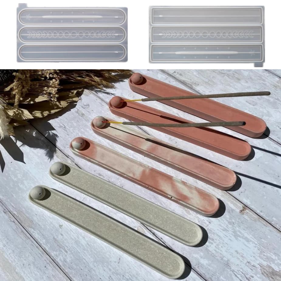 DIY Luna Moon Incense Sticks Base Silicone Molds for Handmade Plaster Epoxy Sun Star Incense Holder Casting Mould Home Decor