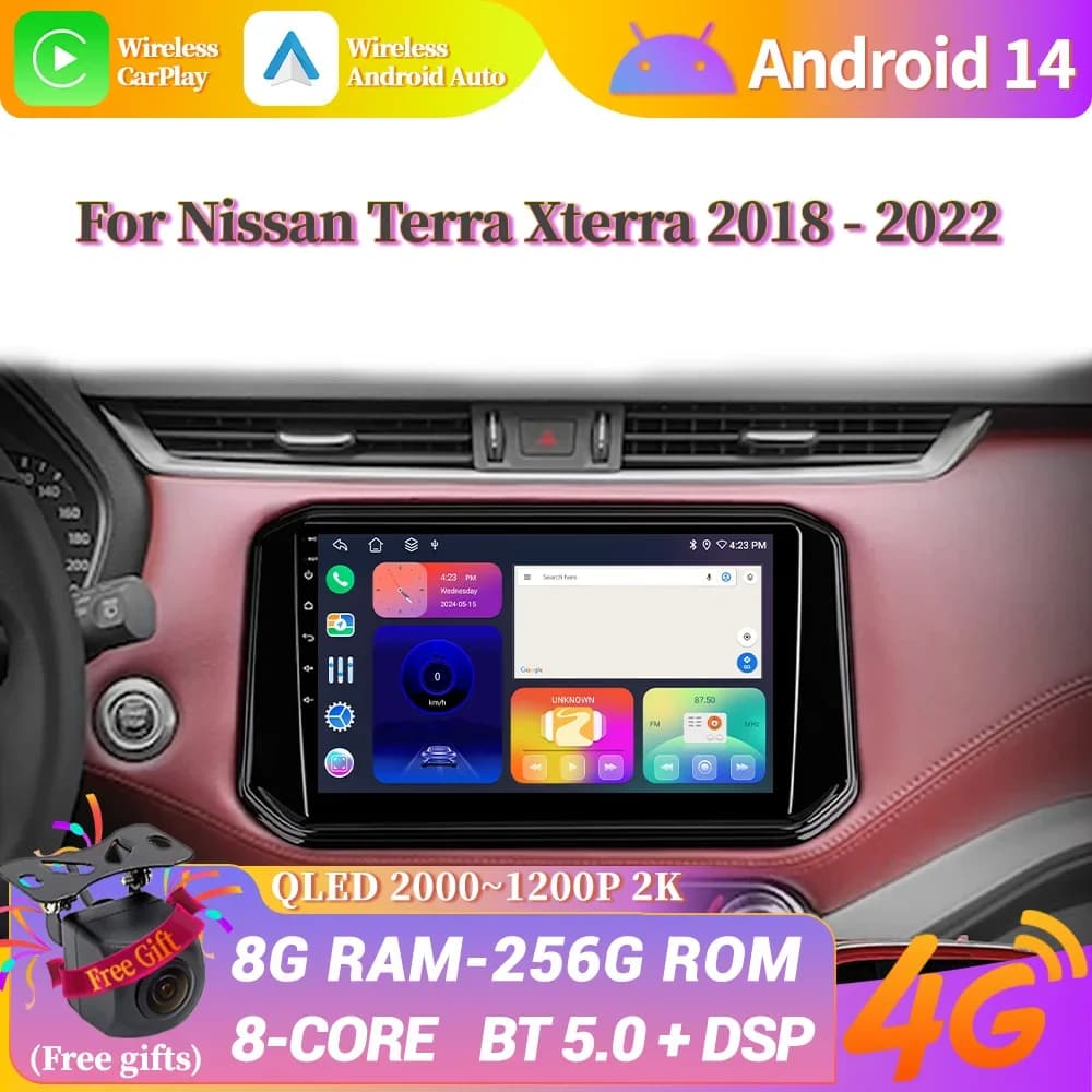 For Nissan Terra Xterra 2018-2022 Android 14 Car Radio Multimedia System player Stereo Auto Bluetooth CarPlay Screen