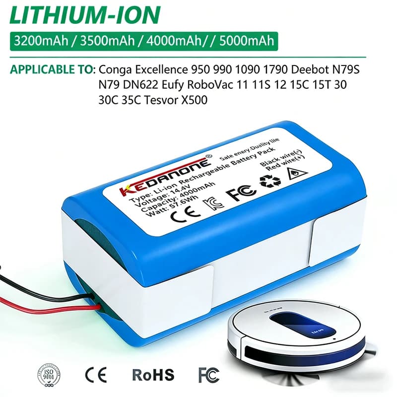 🔥6800mAh 18650 battery pack 14.4V 2600mAh lithium ion battery, suitable for Xiaomi G1 Mi Essential MJSTG1 robot vacuum cleane