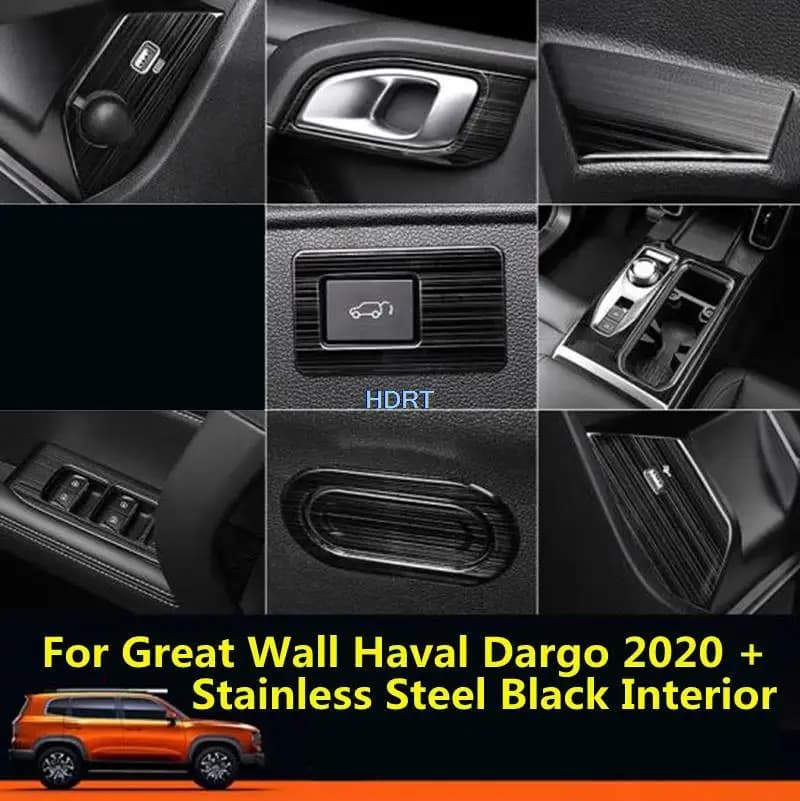 Accessori per GWM Haval Dargo 2020-2022 Car Styling acciaio inossidabile nero pannello ingranaggi interni interruttore in vetro coperchio di uscita Trim