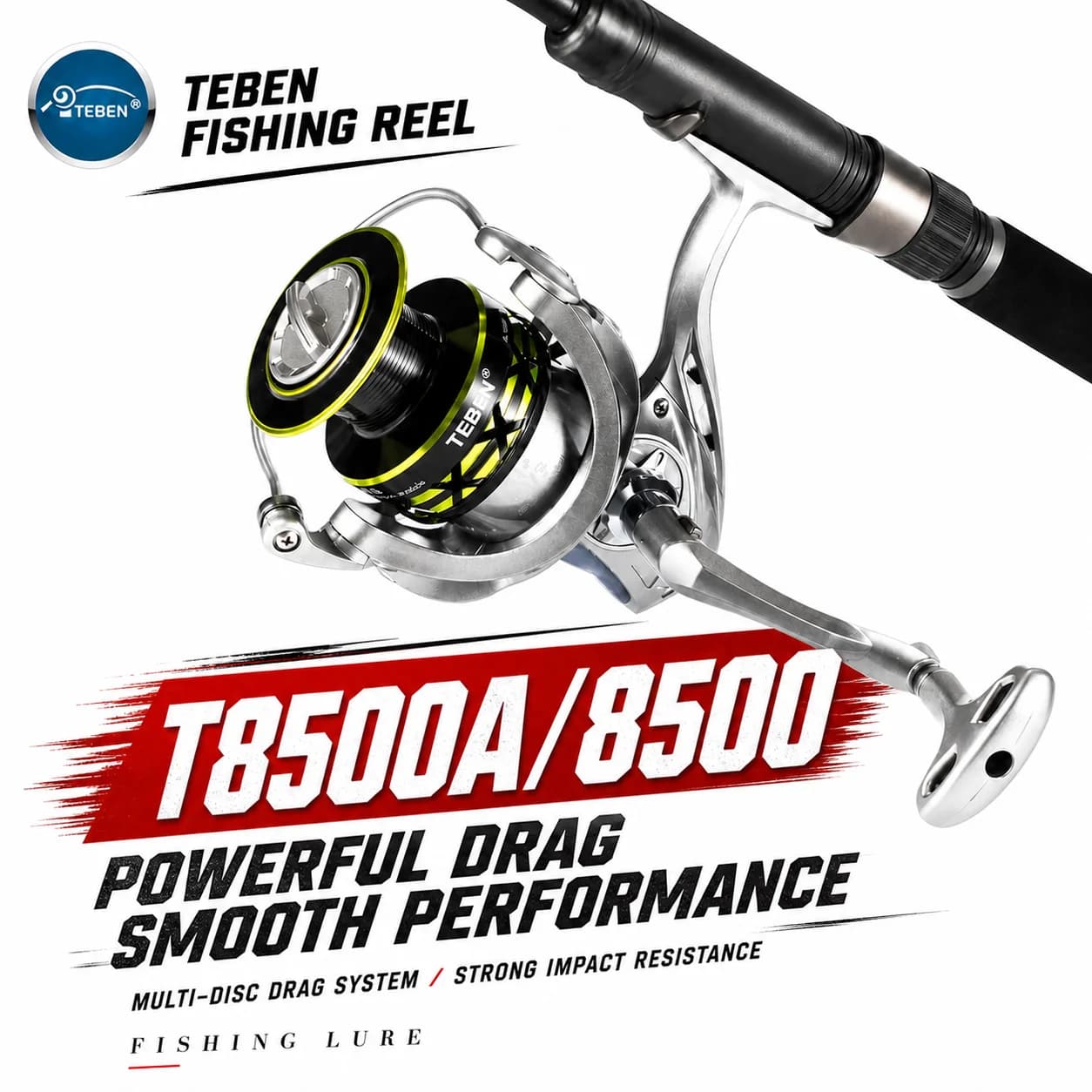 TEBEN T8500A T8500 Spinning Fishing Reel Full Metal Head Long Casting Reel For Saltwater Sea Fishing Anchor Metal Spool Folding