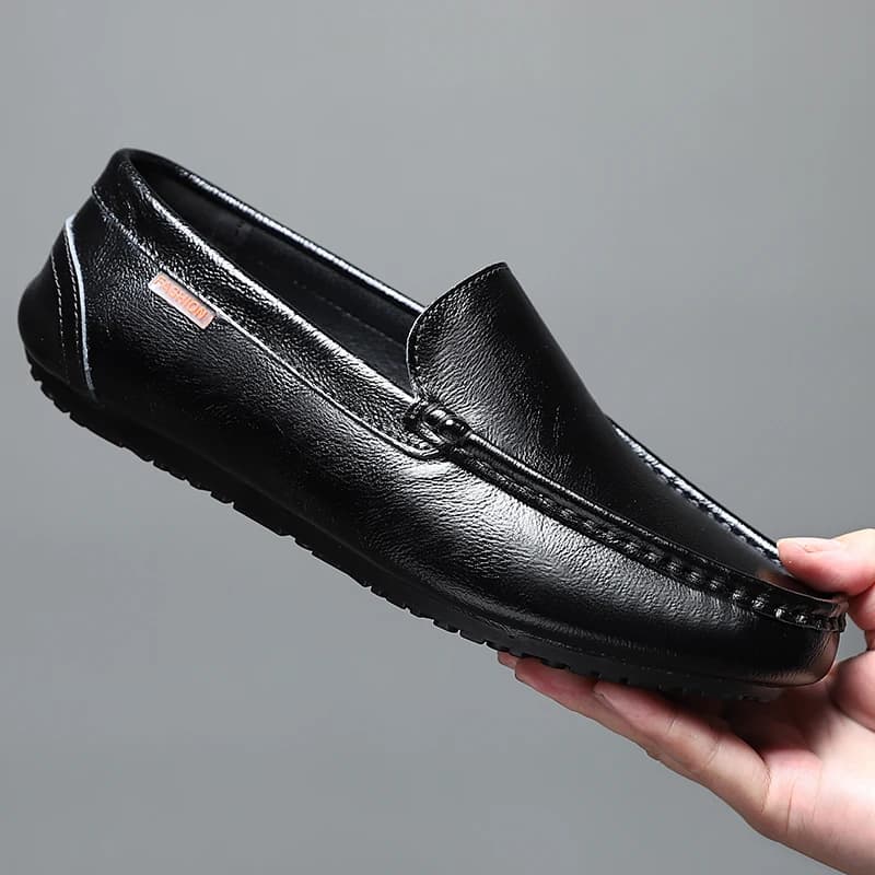 Doudou Shoes Men's Step on Men's Shoes 2023 New Men's Summer Breathable Summer Leather Shoes Casual Fashion Single Shoes Handmad